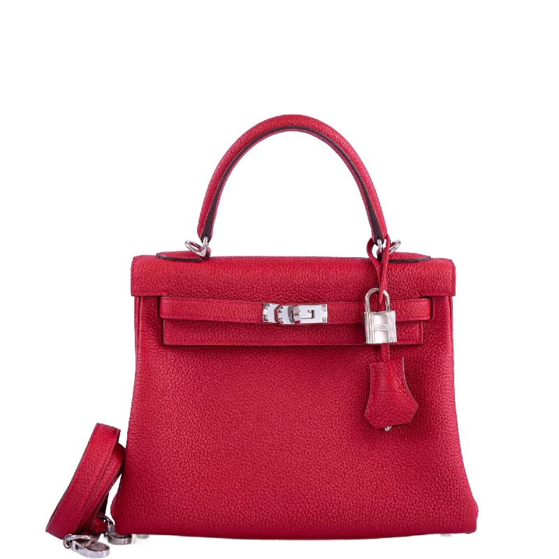 Hermès Kelly 25 Retourne Rouge Casaque Togo Palladium Hardware