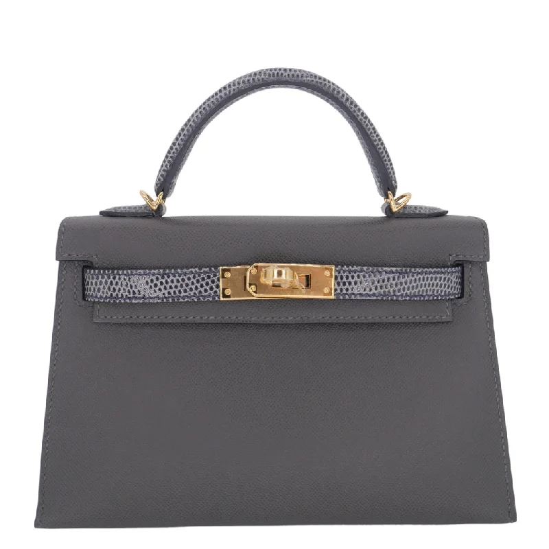 Hermès Kelly II Sellier Mini Touch Graphite/Ardoise Madame Leather/Shiny Lizard GHW