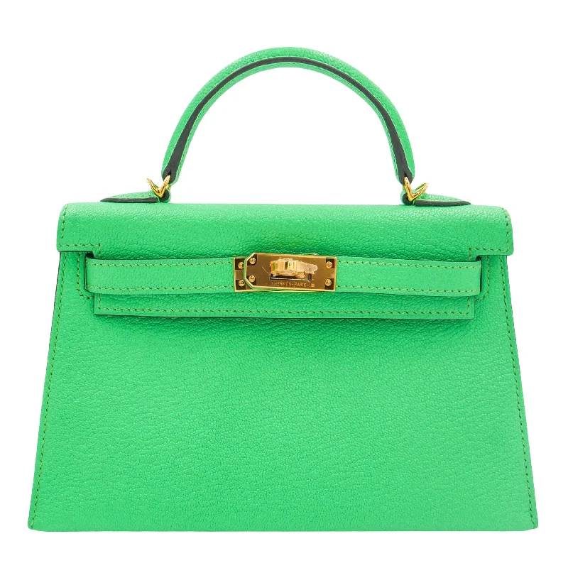 Hermès Kelly II Sellier Mini Vert Comic Chevre Leather GHW