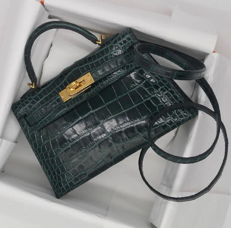 Hermès Kelly II Sellier Mini Vert Cypres Shiny Alligator GHW