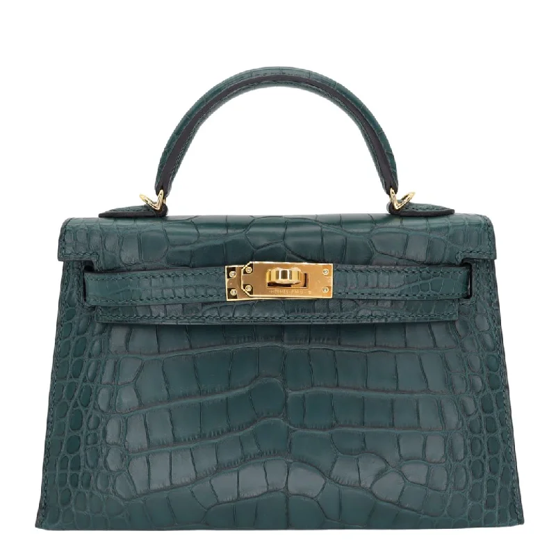 Hermès Kelly II Sellier Mini Vert Cypress Matte Alligator Gold Hardware