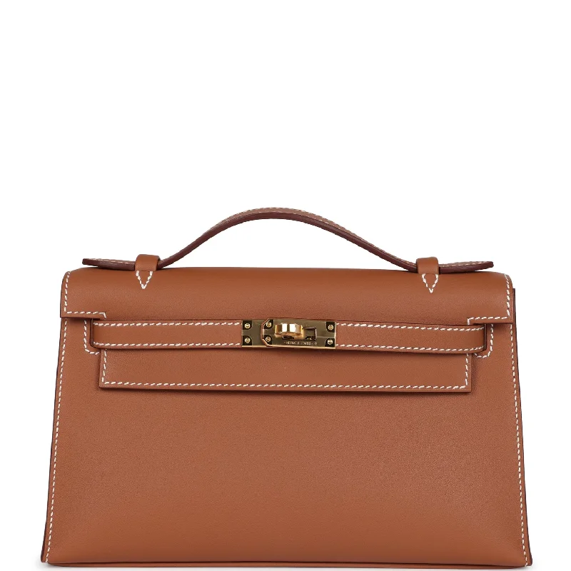 Hermes Kelly Pochette Gold Swift Gold Hardware