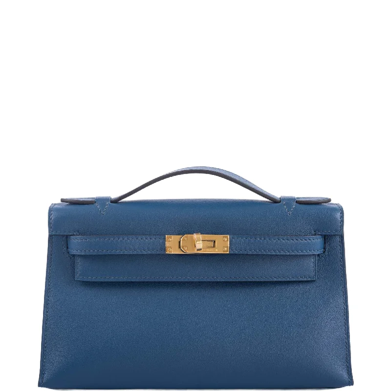 Hermès Kelly Pochette Navy Swift with Gold Hardware