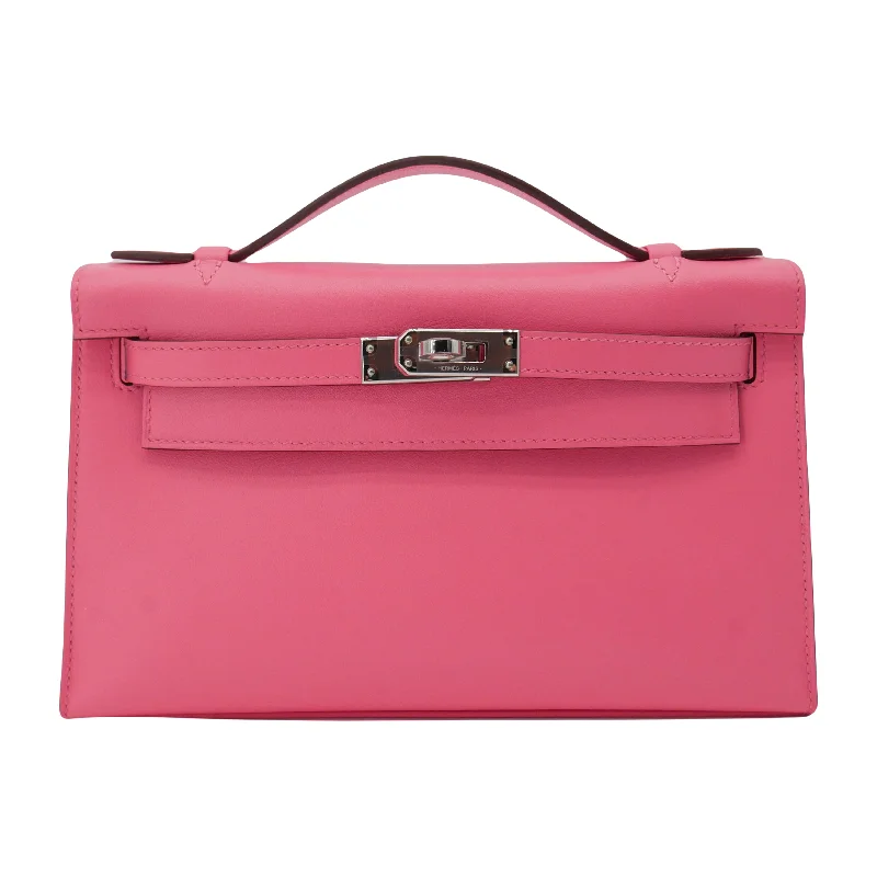 Hermès Kelly Pochette Rose Azalee Swift Leather PHW