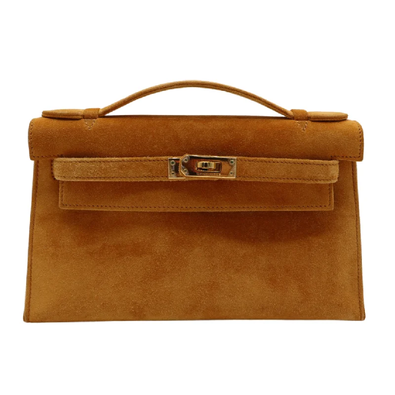 Hermès Kelly Pochette Doblis Jaune Suede Leather Gold Hardware