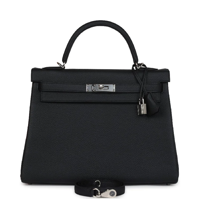 Hermes Kelly Retourne 32 Black Togo Palladium Hardware