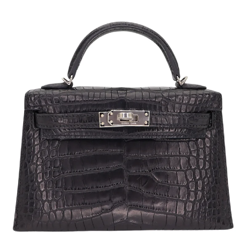 Hermès Mini Kelly II Black Matte Alligator Palladium Hardware