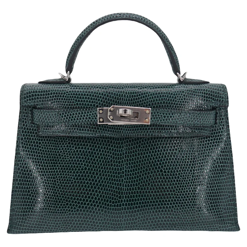 Hermès Kelly II Sellier Mini Vert Cypress Shiny Lizard PHW