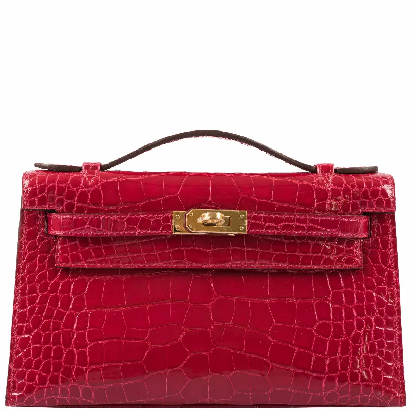 Hermès Kelly Mini Pochette Braise Shiny Alligator Gold Hardware