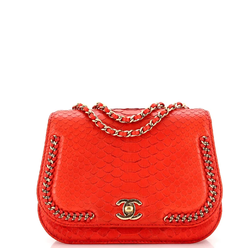 Braided Chic Flap Bag Python Small