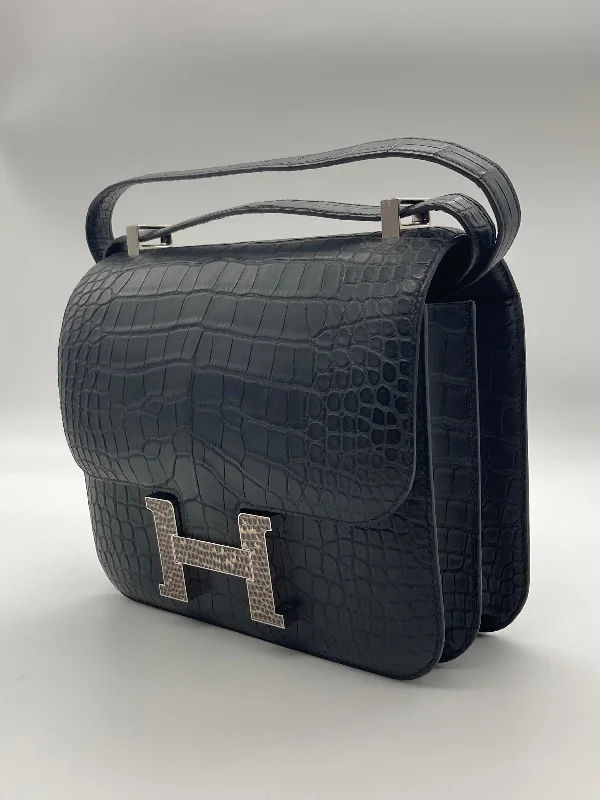 Hermes Constance 24 Matte Black Alligator Ombre Lizard Marquette Palladium Hardware