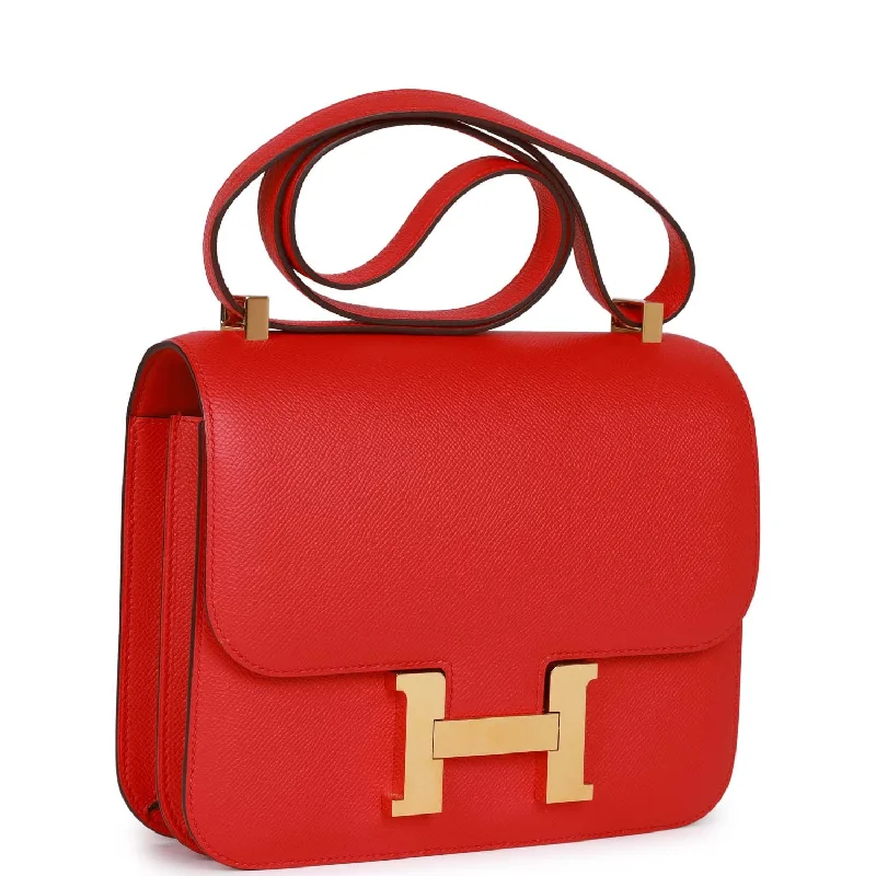 Pre-owned Hermès Constance 24 Rouge de Coeur Epsom Gold Hardware